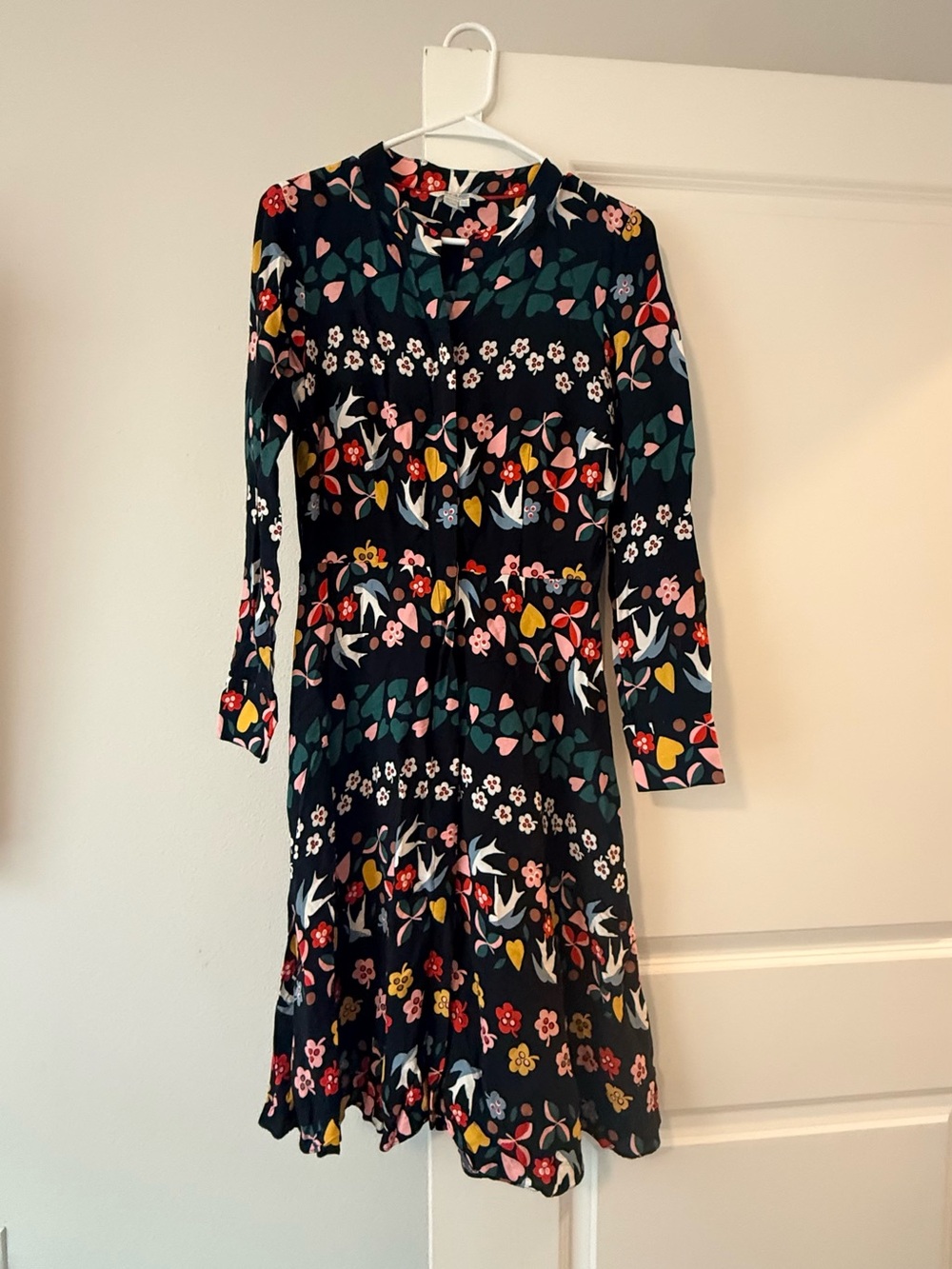 Boden Black Floral Long-Sleeve Midi Dress - Picture 7 of 11